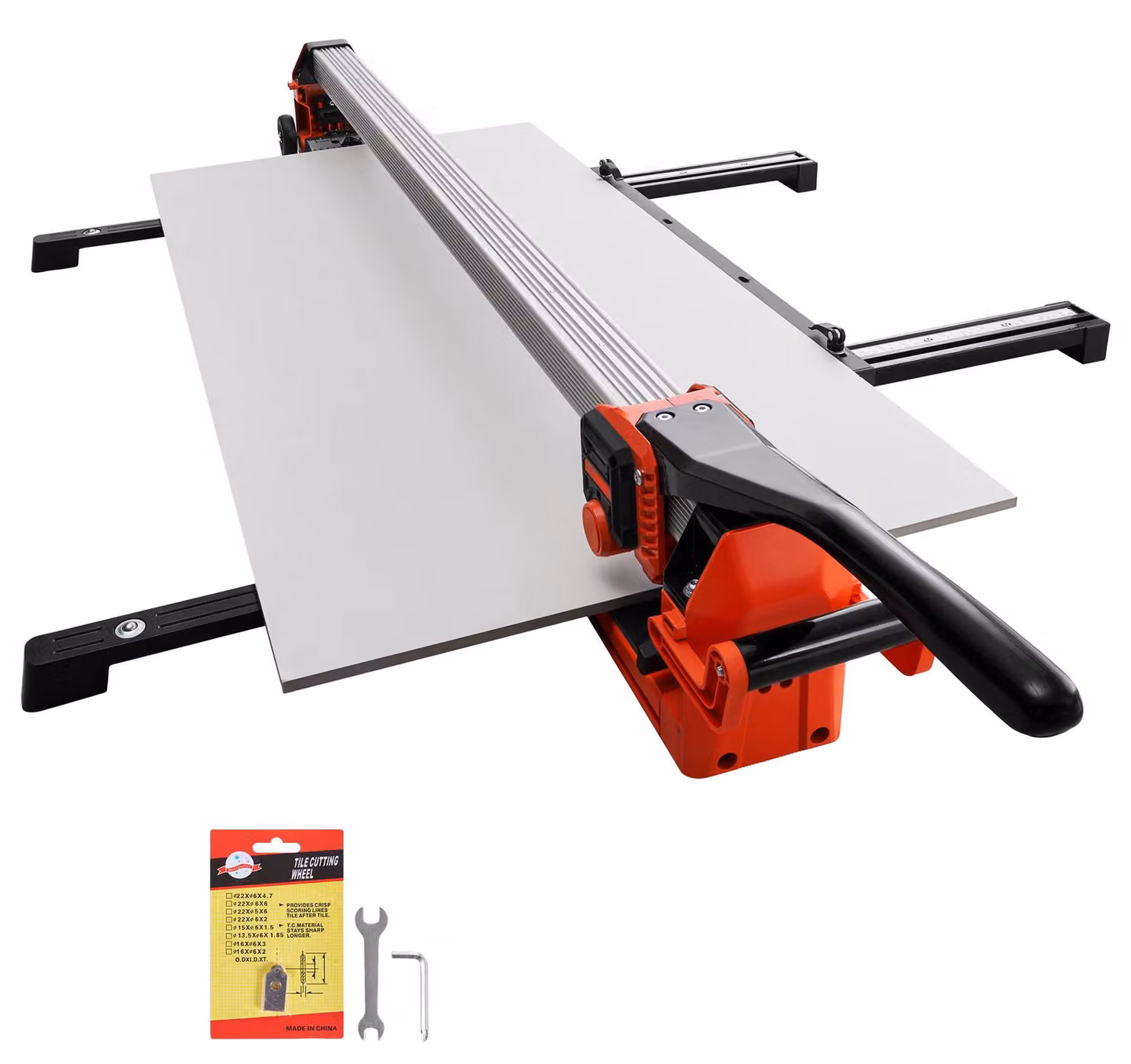 Tagliapiastrelle SucceBuy 1200 mm, macchina da taglio con guida e testa mobile, allineamento di precisione, rotella di taglio in carburo di tungsteno, gambe di supporto pieghevoli con rotelle, adatto per piastrelle in Vetroceramica, pavimenti e rivestimen