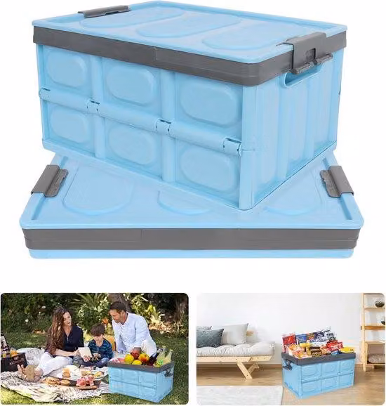 Contenitore pieghevole in plastica da 30 litri con coperchio per vestiti e giocattoli