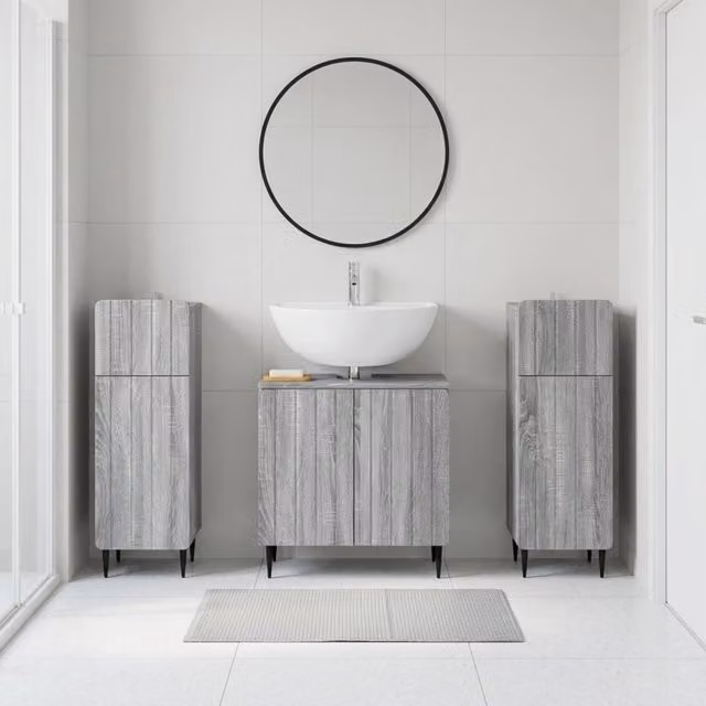 Set di armadietti da bagno in 3 pezzi ZWOLLE Sonoma grigio 3418005