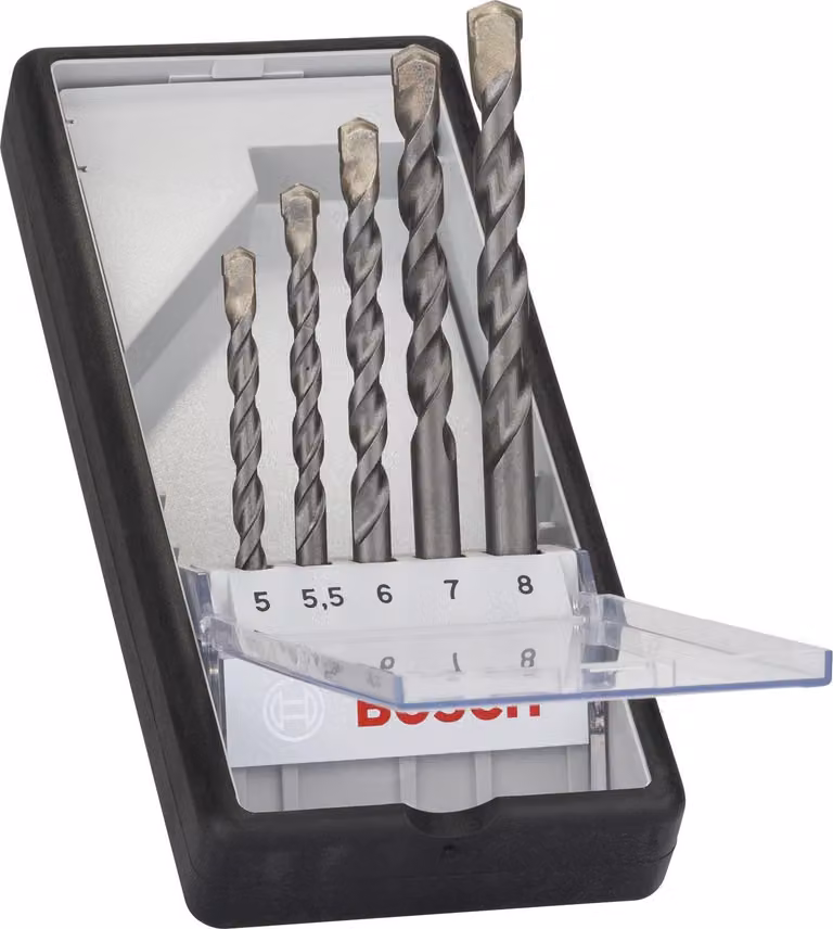 set di 5 punte per calcestruzzo CYL-3, linea Robust, 5-8 mm