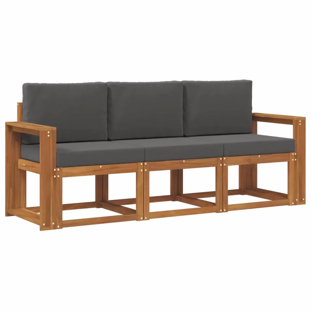 Set di divani da esterno 3 pezzi vidaXL in legno di acacia con cuscini beige e antracite – 2