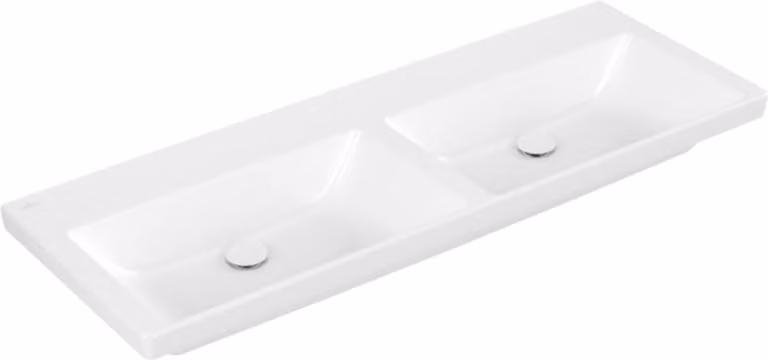 Villeroy & Boch Subway 3.0 lavabo double armoire, sans percement pour la robinetterie, sans trop-plein, non rectifié, 1300x475mm, 4A71D3R1, 4A71D3R1