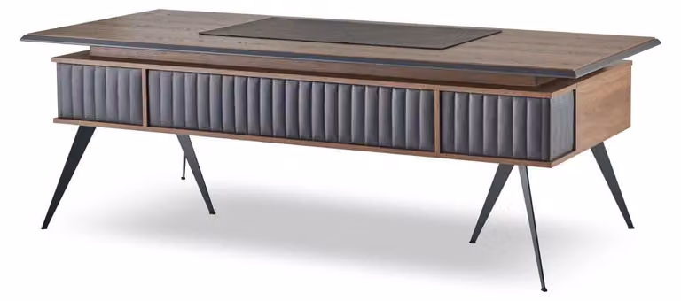 Bürotisch Rechteckig Form Braun Grau Zweifarbig mit Schubladen Modern