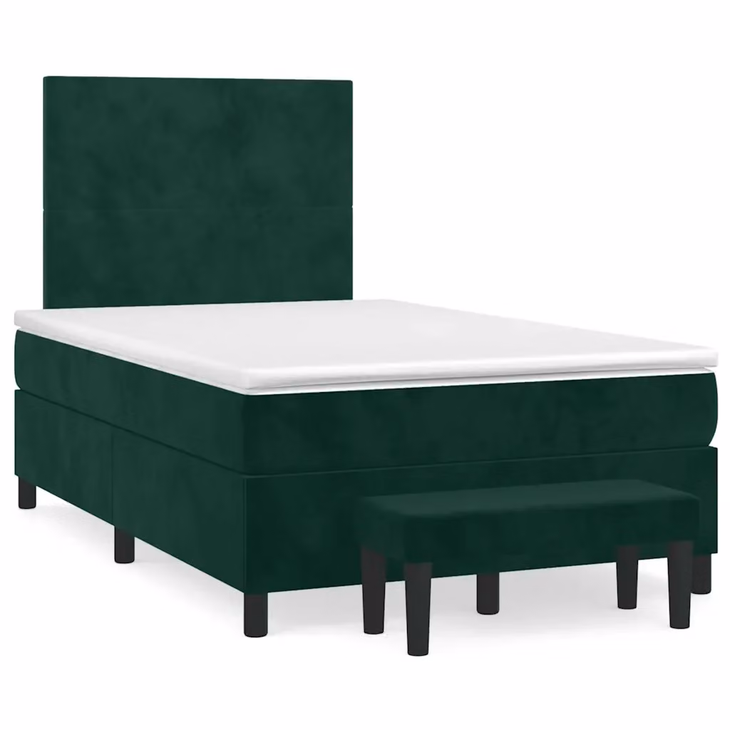 Letto Ibrido vidaXL con Giroletto a Molle e Materasso in Velluto Verde Scuro e Bianco L/P/H: 203 x 120 x 118 cm – 2