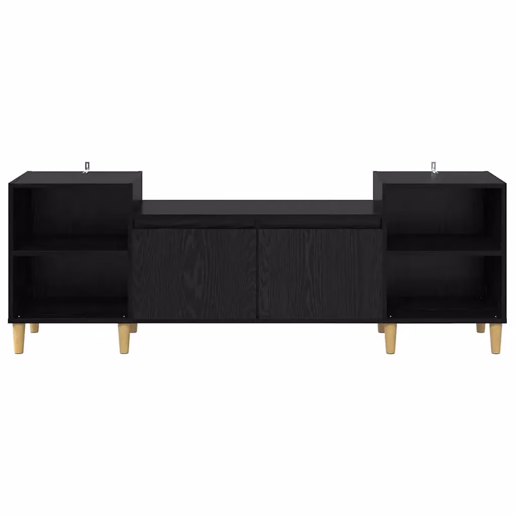 Mobile porta TV rustico nero in legno composito con 2 ripiani e vano contenitore L/P/H: 160 x 35 x 55 cm – 2