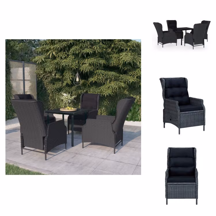 vidaXL Set da pranzo da giardino 5 pezzi grigio scuro - Set di mobili da giardino
