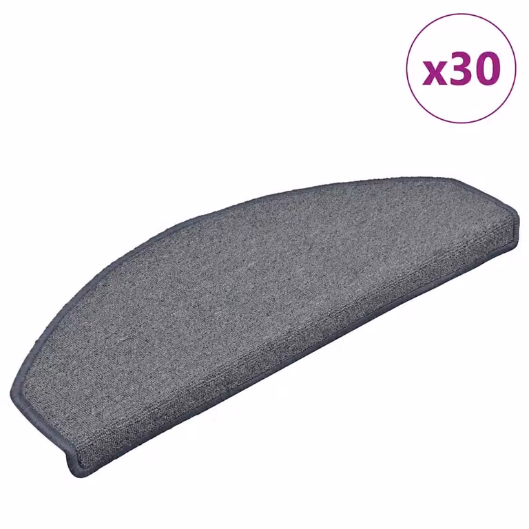 vidaXL Tappetini per scale semicircolari grandi, confezione da 30 pezzi, grigio chiaro e blu, antiscivolo e autoadesivi, L: 65 cm, P: 24 cm, H: 4 cm