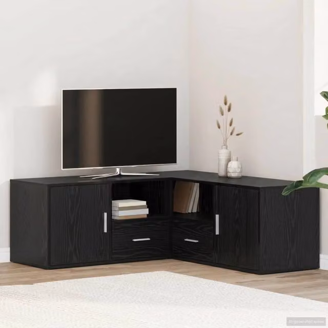 Mobile angolare moderno vidaXL con ante e cassetti nero L/P/H: 200 x 40 x 45 cm