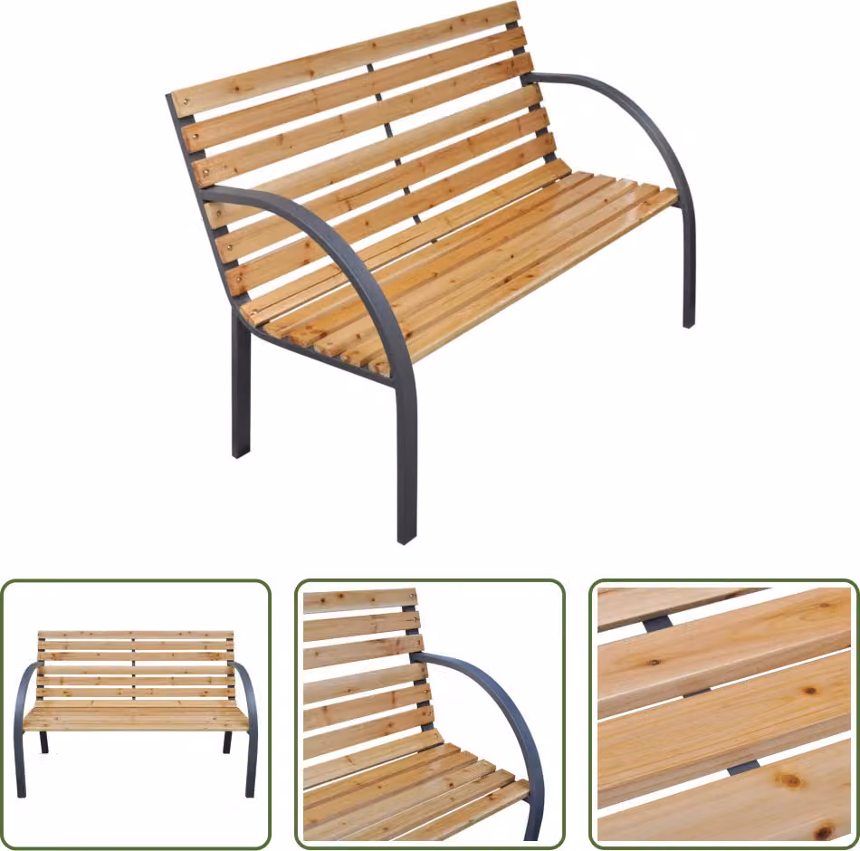 The Living Store Panca da giardino 112 cm in legno massiccio di abete