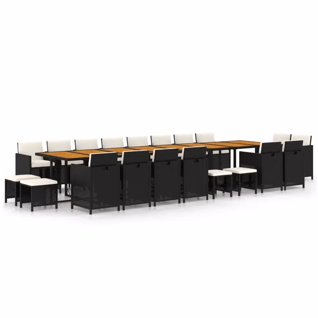 Set da pranzo da giardino vidaXL in legno di acacia oliato e rattan nero e bianco, 21 pezzi – 2