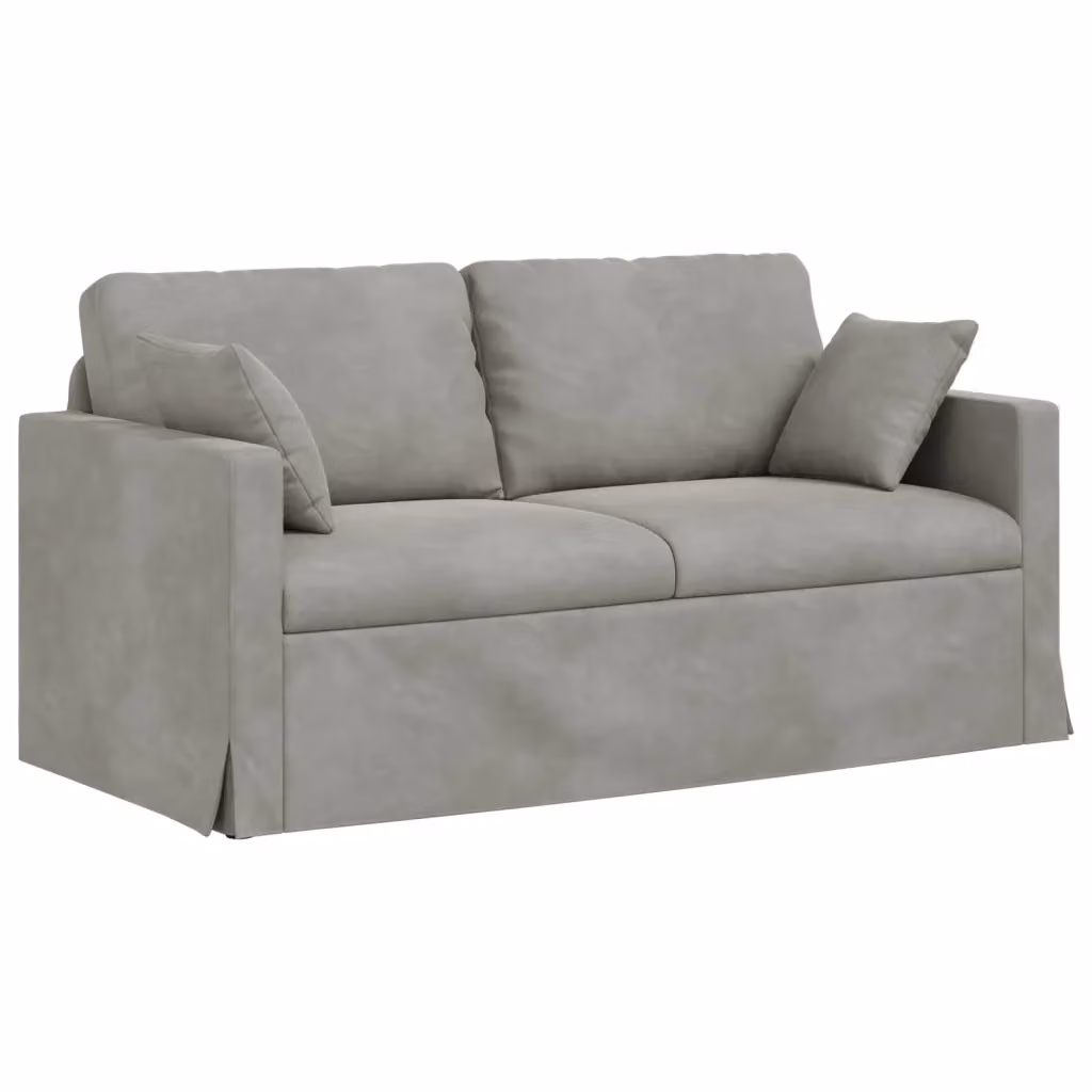 Divano moderno vidaXL in velluto grigio con cuscini e coperture rimovibili L: 158 cm, P: 78 cm, H: 80 cm – 2