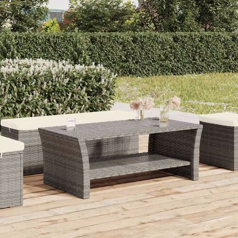 vidaXL Tavolino moderno in polyrattan grigio L: 100 cm, P: 50 cm, H: 40 cm