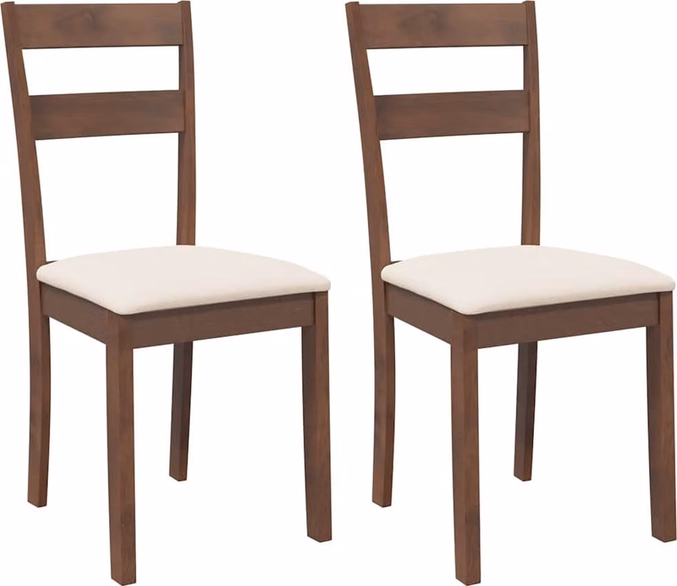 Sedie da Pranzo con Cuscini 2pz Marrone Legno Massello di Hevea