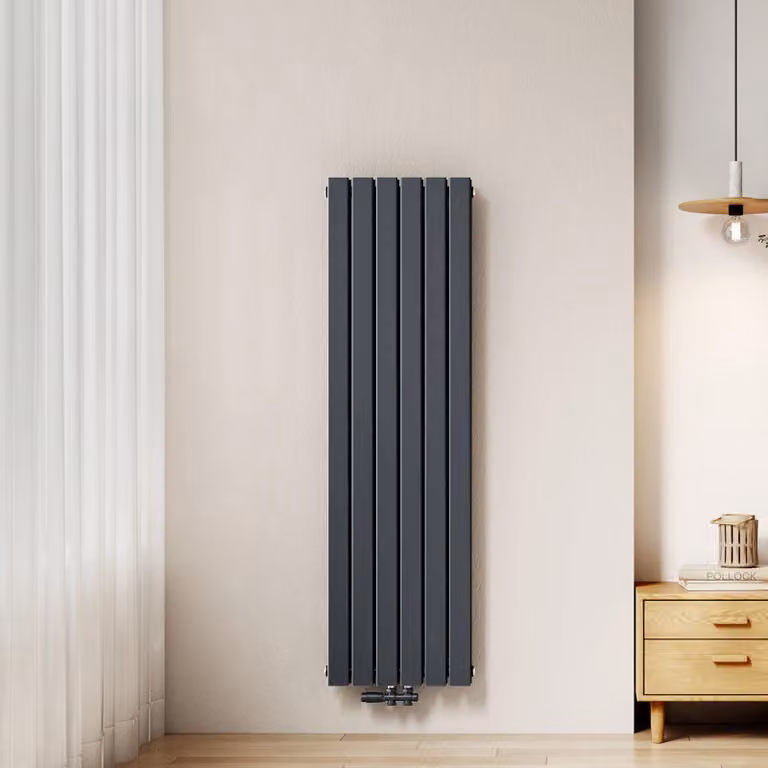 Radiatore a pannello design, modello EMKE, piatto, dimensioni 160 x 46 cm, a due strati, potenza 1449 W, colore antracite