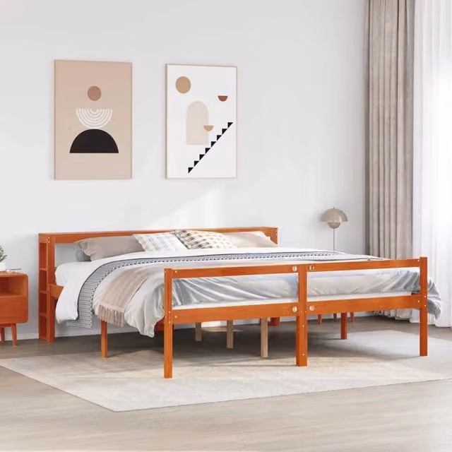 Struttura del letto 2 pz Marrone cerato Legno di Pino Massello 3422735