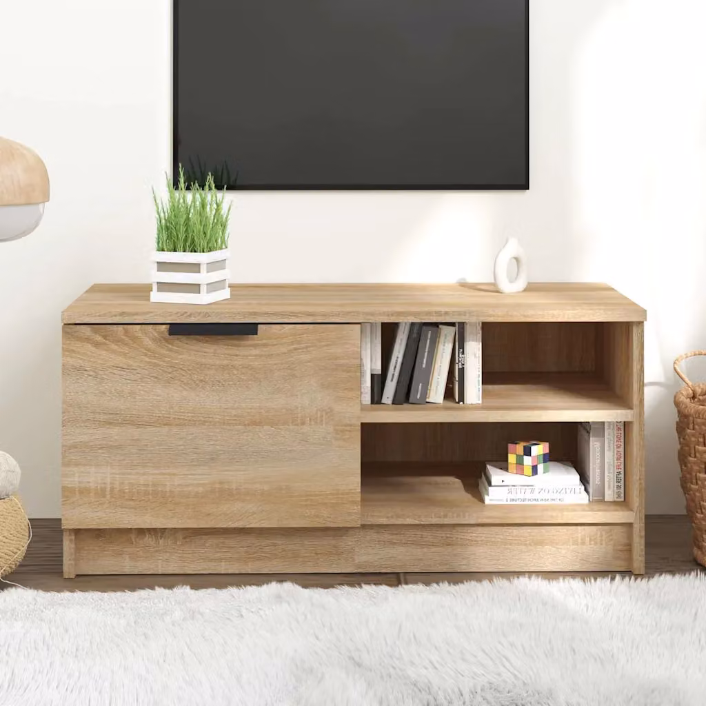 vidaXL Mobile Porta TV Moderno in Legno Rovere Sonoma, L 80 cm x P 35 cm x H 36,5 cm