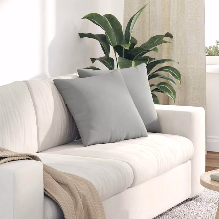 Set di 2 cuscini da divano quadrati vidaXL in tessuto grigio con fodera rimovibile, 45 x 45 cm