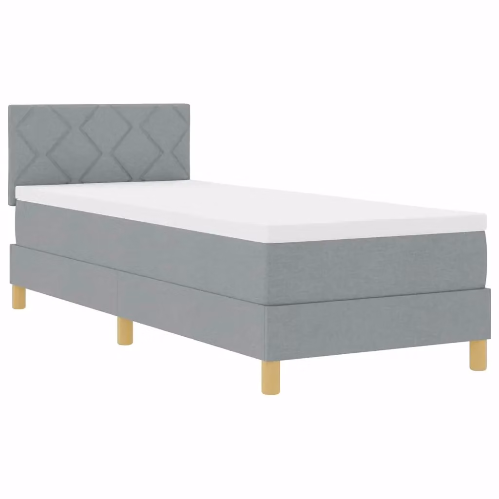 Letto moderno vidaXL con illuminazione LED sottostante e porta di ricarica USB, rivestimento in tessuto grigio, con cassetti, L/P: 80 x 200 cm – 2