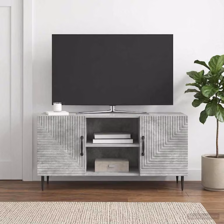 Mobile TV vidaXL in stile vintage grigio cemento con ripiani per media L: 102 cm, P: 34,5 cm, H: 50 cm