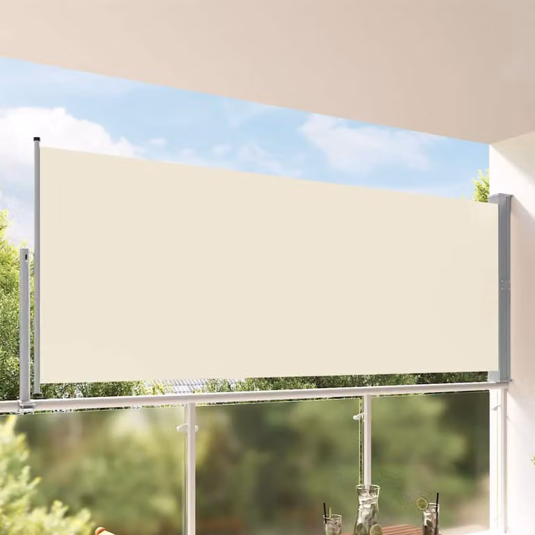 vidaXL Tenda da Sole Laterale Retrattile in Poliestere e Acciaio, L: 140 cm, P: 300 cm, Colore Beige