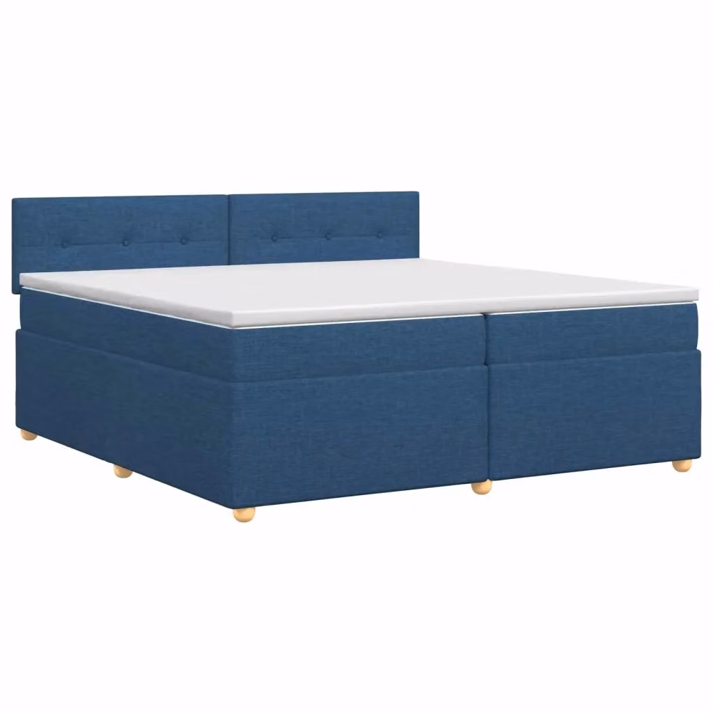 Letto box spring con materasso ibrido vidaXL in tessuto blu e bianco L/P/H: 200 x 200 x 34,5 cm – 2