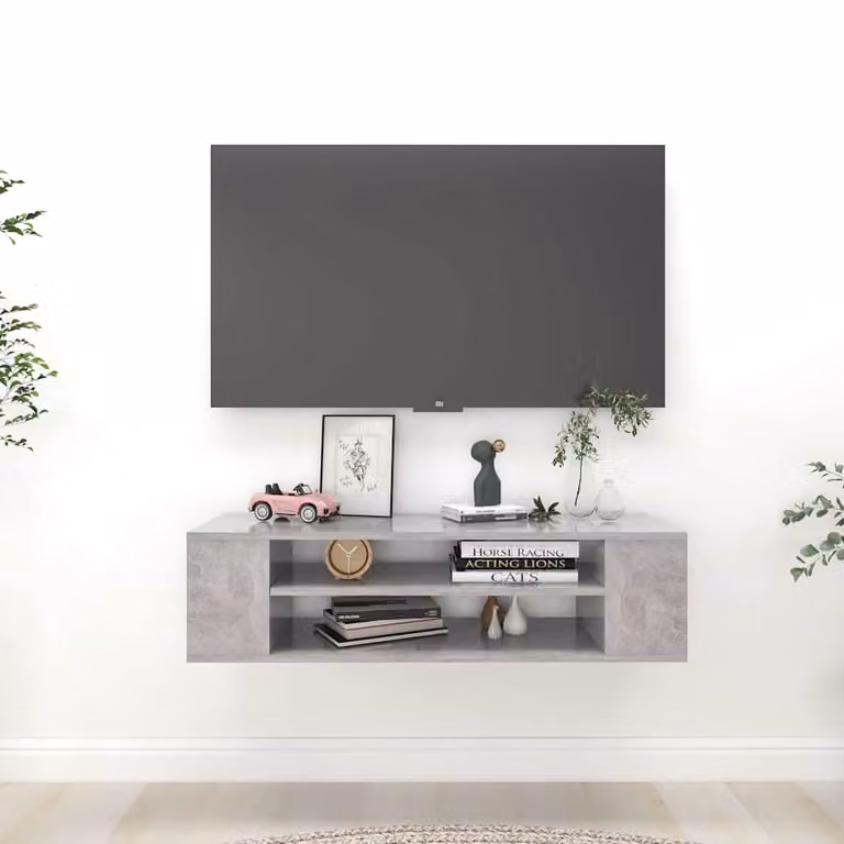 Mobile TV Pensile vidaXL Grigio Cemento Moderno L/P/H: 100 x 30 x 26,5 cm