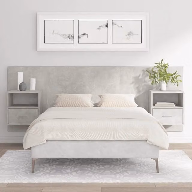 Testiera Letto con Comodini Integrati vidaXL in Legno e MDF Grigio