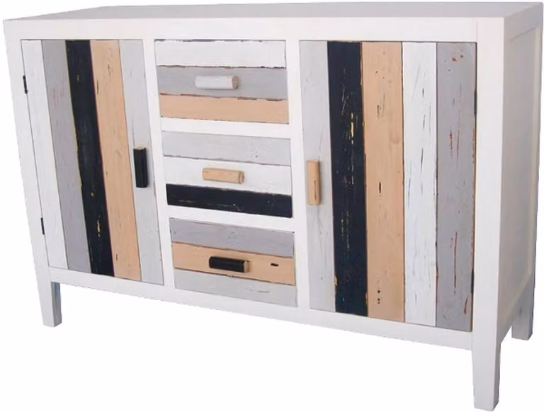 Comò in stile rustico Casa Padrino, con 2 ante e 3 cassetti, multicolore, dimensioni 120 x 40 x 80 cm, stile shabby chic