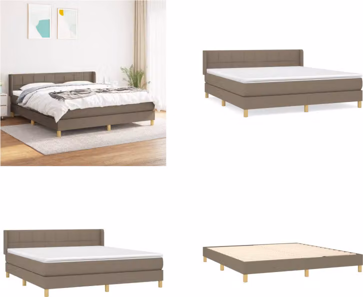 vidaXL Letto boxspring con materasso Taupe 180x200 cm in tessuto - Letto boxspring - Boxspringbetten - Bett - Schlafzimmermöbel