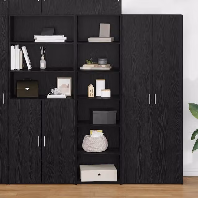 Armadietto moderno vidaXL in MDF nero con ante a battente e ripiani interni L/P/H: 50 x 41 x 185 cm