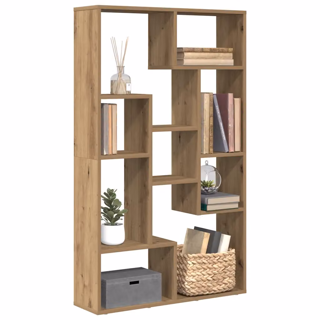 Libreria moderna vidaXL in MDF color rovere marrone con pannello posteriore L: 72 cm, P: 20 cm, H: 120,5 cm
