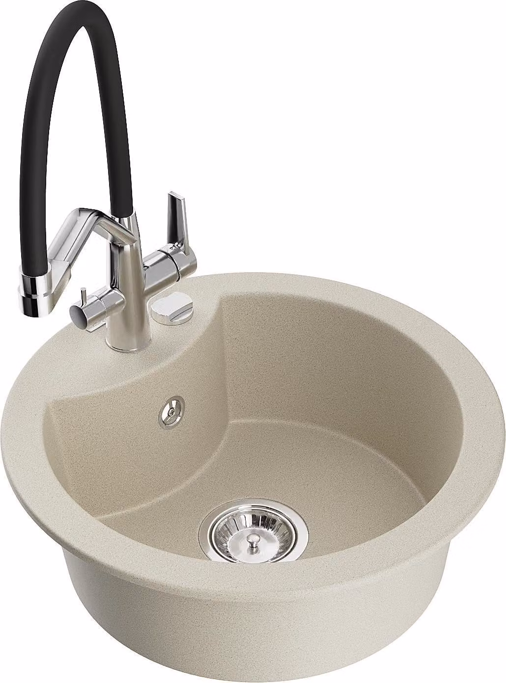 Mexen Diego lavello da cucina in granito a una vasca con miscelatore Duo, beige - 6512-69-671701-07