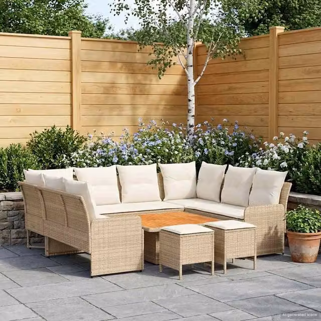 Set di Mobili 8 pz Beige e Crema Rattan in PE 3422199