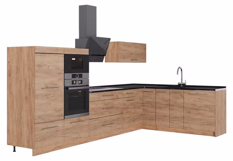 Cucina angolare completa Vicco Fame-Line Rovere dorato/Rovere dorato 347 x 207 cm, PL Antracite, Model 63601
