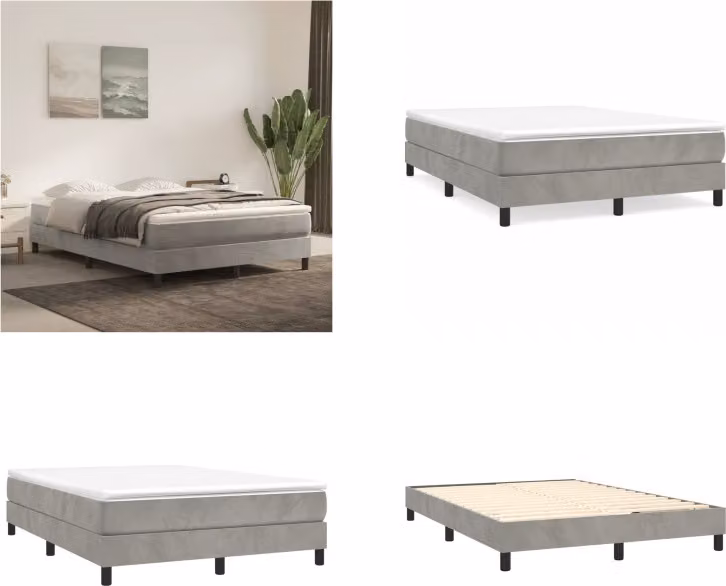 vidaXL Letto a molle grigio chiaro 140x200 cm in velluto - Letto a molle - Letti a molle - Letto - Mobili per camera da letto