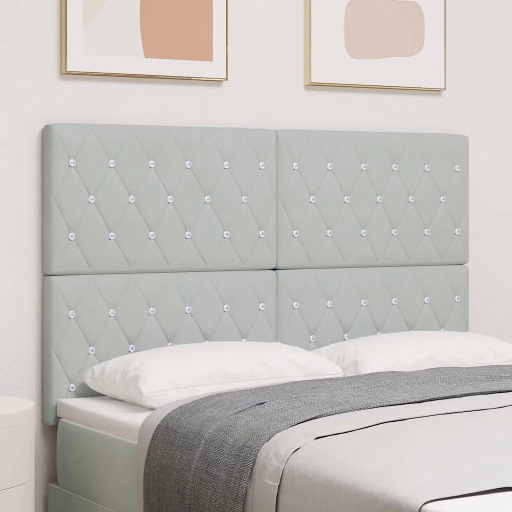 Testiera per letto vidaXL in velluto grigio chiaro, Larghezza: 144 cm