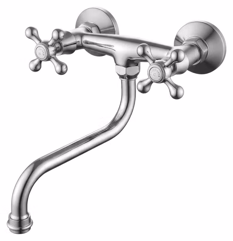 Miscelatore da cucina a parete, finitura cromata, modello Heritage Ascot CR-4111-HA, marca Aquanello