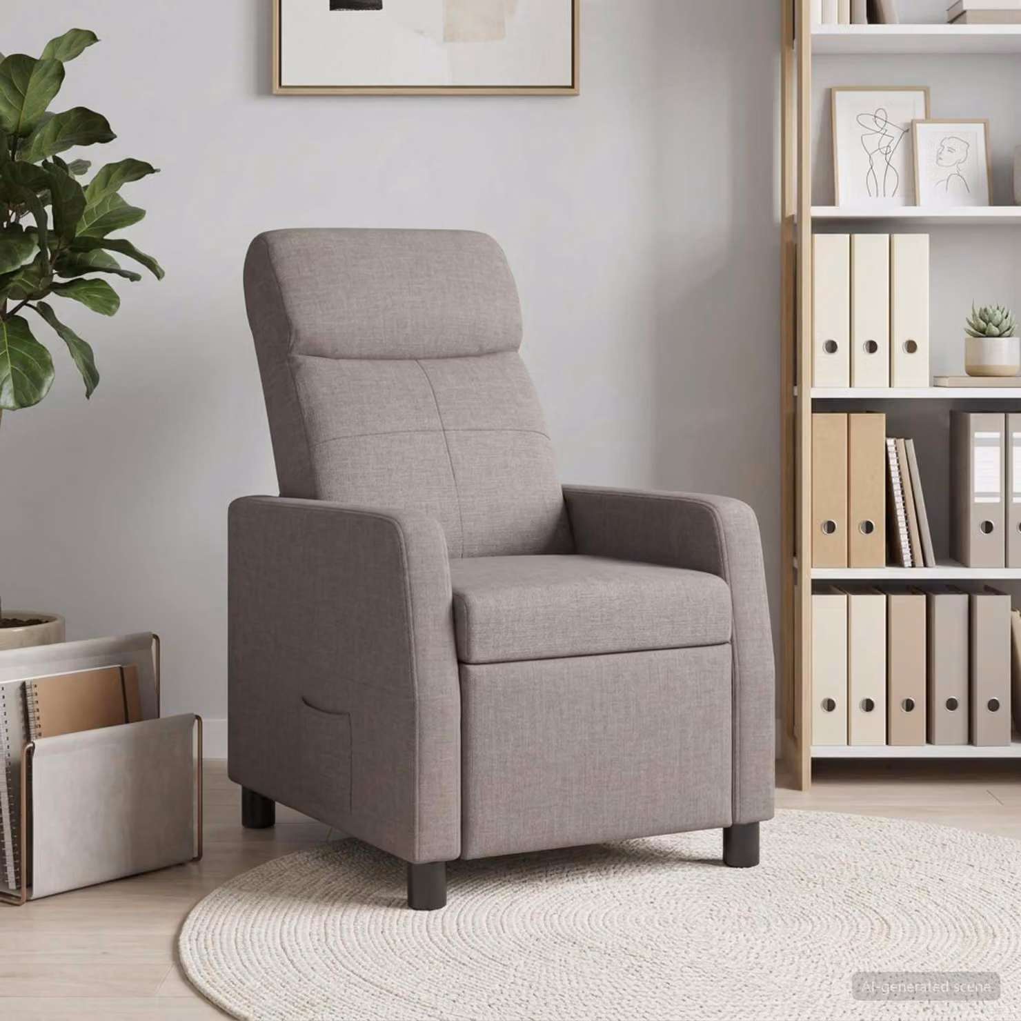 Poltrona reclinabile relax vidaXL in tessuto beige e grigio con braccioli e struttura moderna