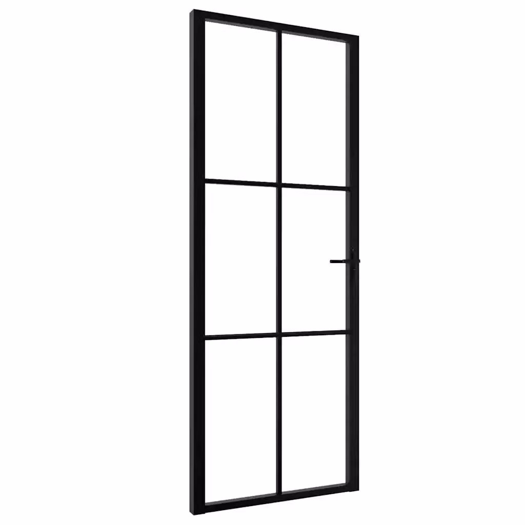 Porta interna moderna vidaXL in alluminio e vetro nero e trasparente L: 76 cm, H: 201,5 cm – 2