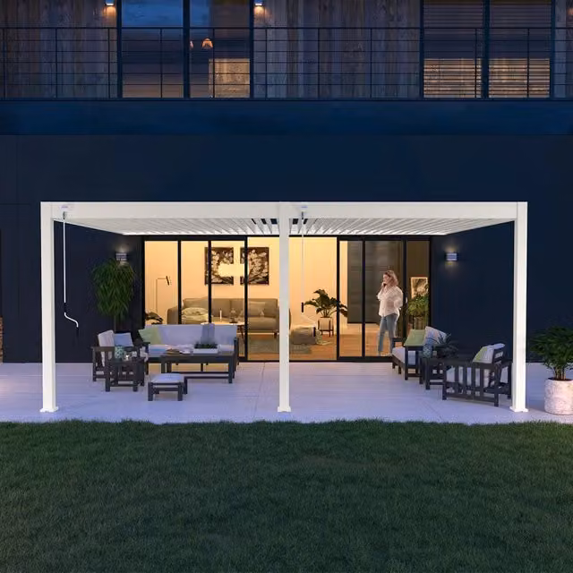 Pergola bioclimatica addossata Ombrea VS Bianco 4x6 m