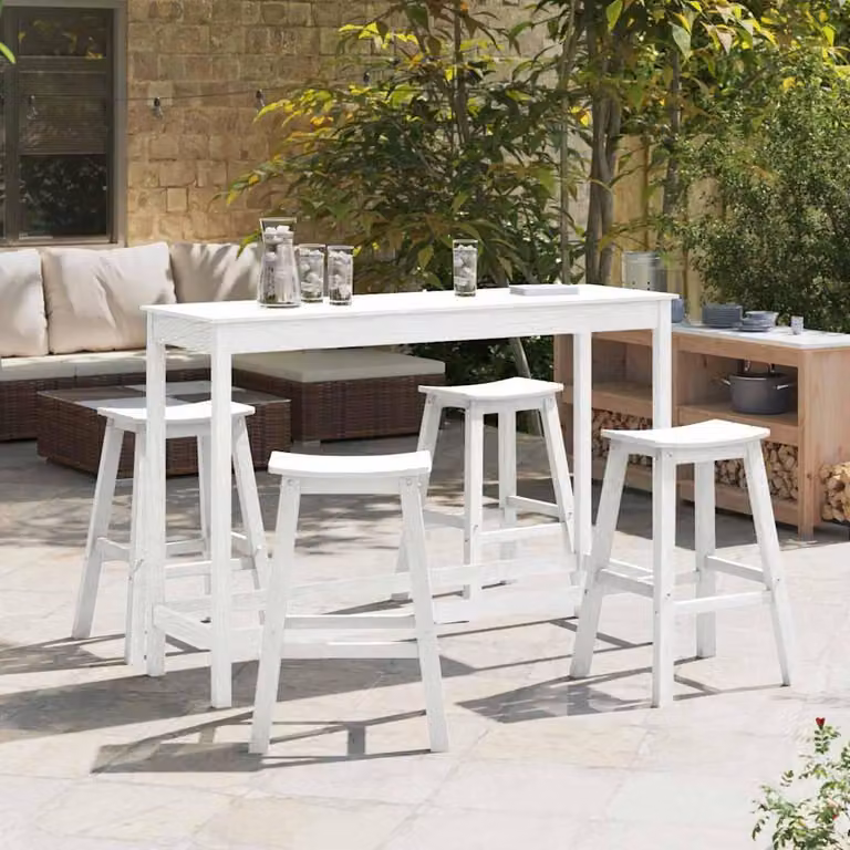 Maison Exclusive - Set da giardino con tavolo e 4 sedie, colore bianco, materiale HDPE