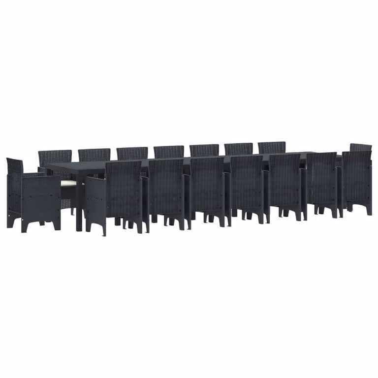 Set da pranzo da giardino vidaXL in rattan antracite con 17 pezzi e cuscini