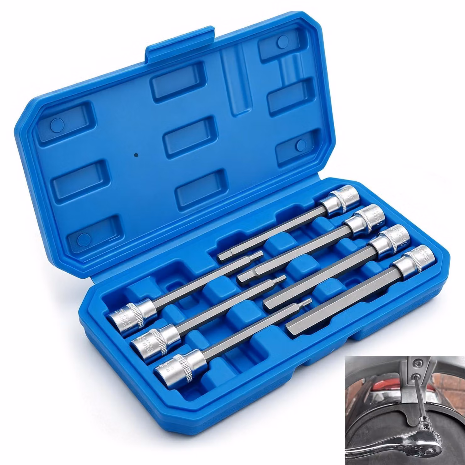 Set di chiavi a bussola lunghe da 7 pezzi, compatibili con avvitatori a percussione