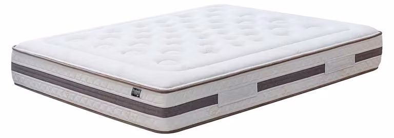 Materasso a molle insacchettate, dimensioni 80x190 cm, rivestimento in tessuto naturale, con strato in lattice, colore beige