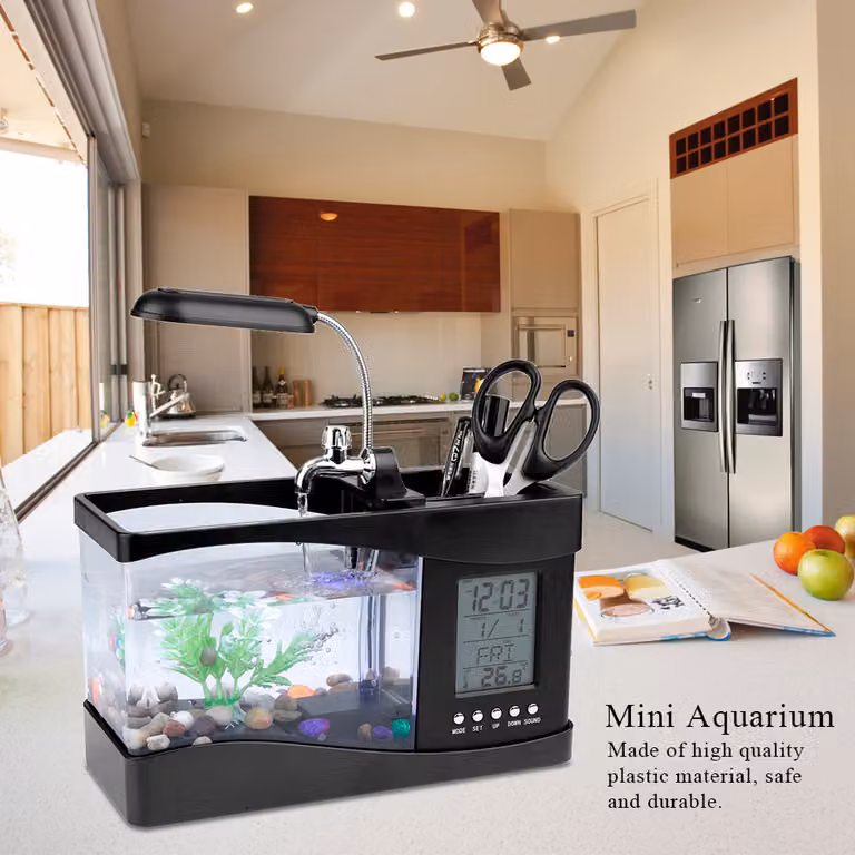Serbatoio per pesci, mini serbatoio per pesci, acquario, mini acquario, serbatoio per pesci ricaricabile USB, serbatoio per pesci multifunzionale