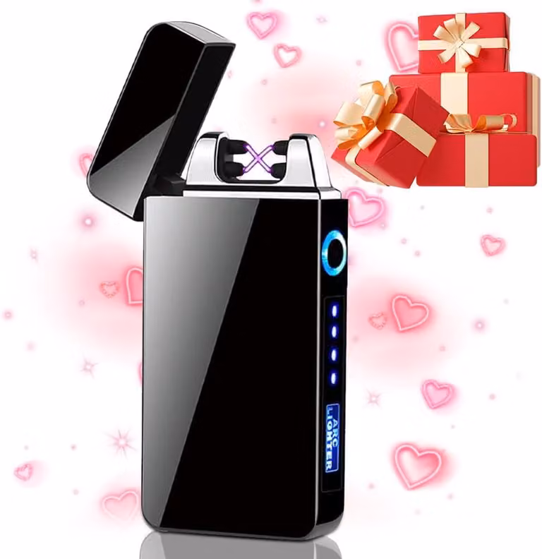 Accendino USB elettrico per papà, regalo di compleanno per uomini, accendino ad arco elettrico, touchscreen, LED, doppio arco, accendino ARC