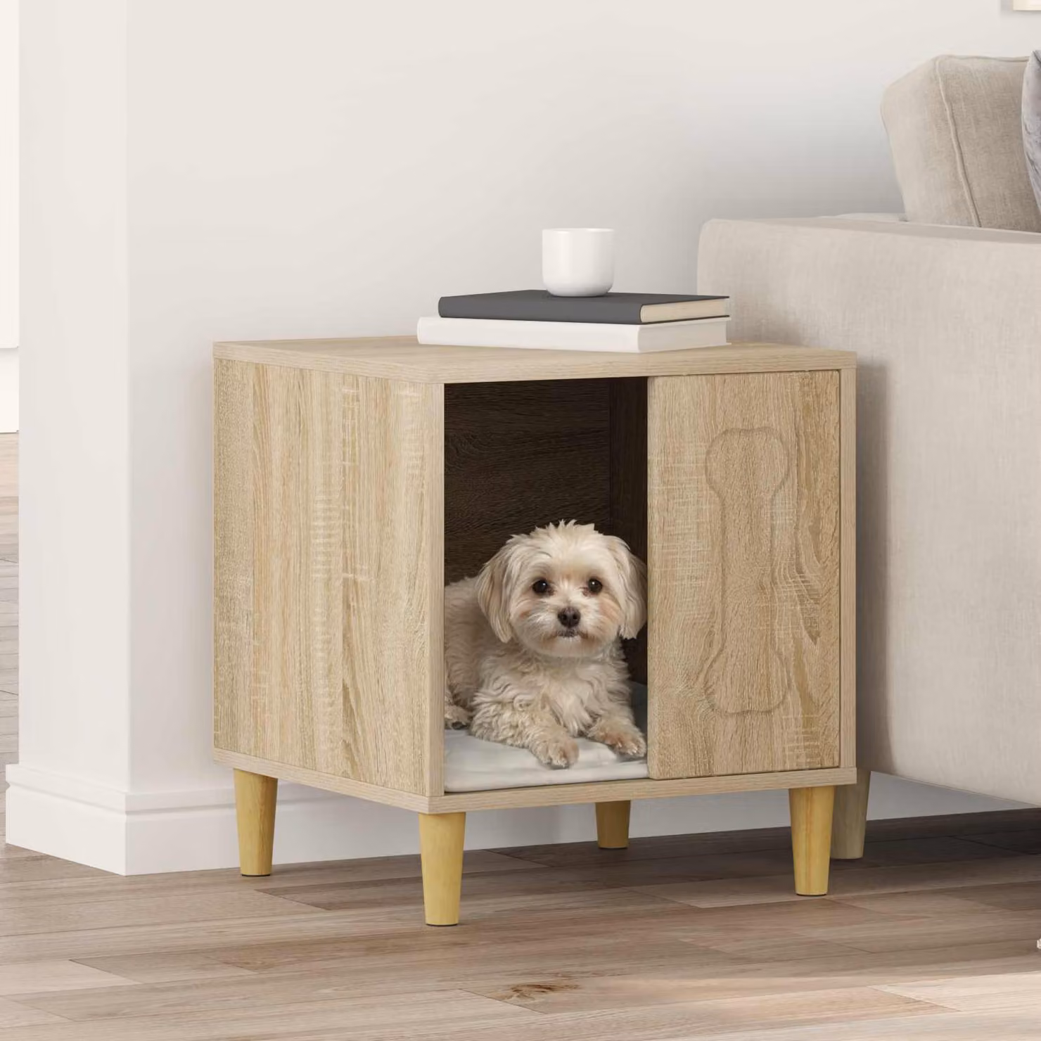 Cuccia per cani vidaXL in legno color rovere sonoma, L 44 cm x P 42 cm x H 49 cm