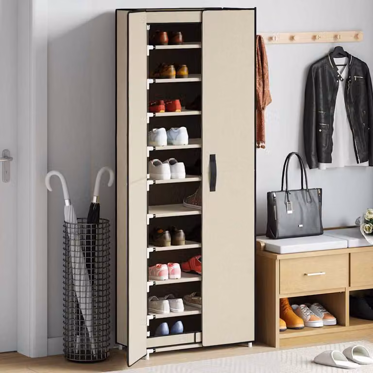 Scarpiera moderna vidaXL beige con ante a battente L: 60 cm, P: 30 cm, H: 166 cm