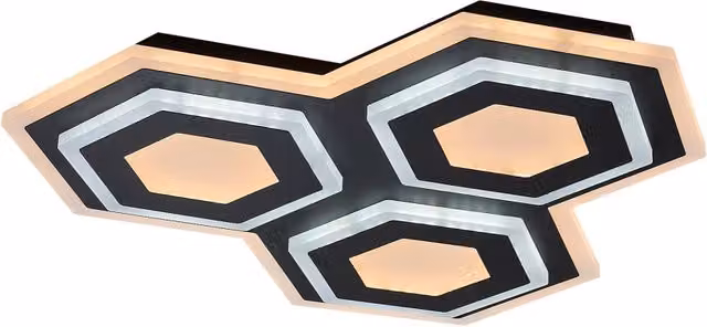 Plafoniera LED Rabalux Bitsi nera con telecomando, dimmerabile e timer, diametro: 43 cm, 72W