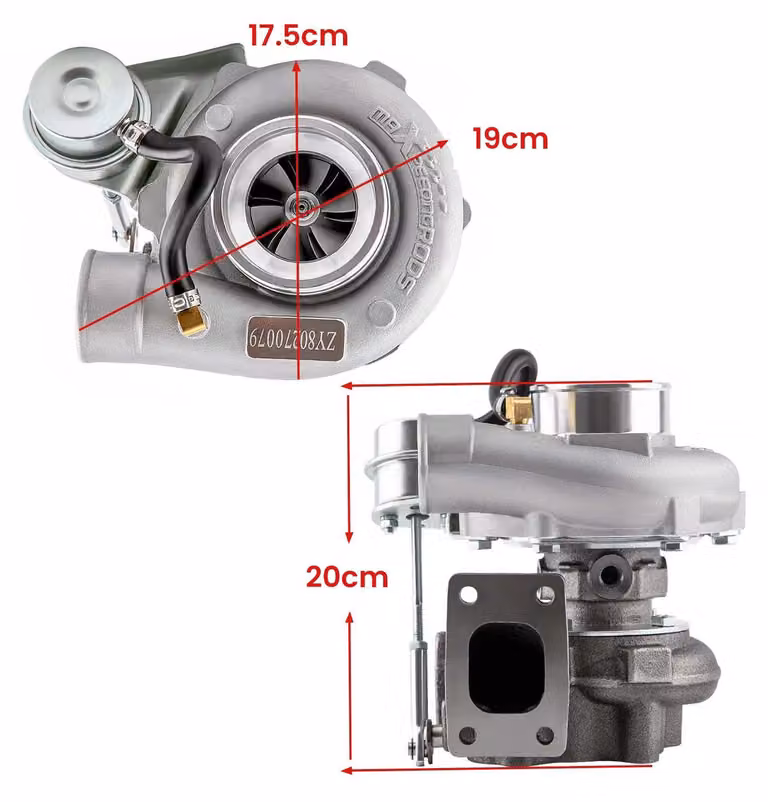 Turbocompressore universale - GT25, GT28, GT2871, GT2860 - Rapporto A/R 0,64 - Adatto per motori da 1,5 a 2,0 litri - Compressore a girante in lega di alluminio - Potenza massima fino a 400 CV